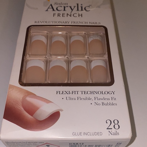 NEW size Medium Kiss salon acrylic French Tip Nails - Picture 3 of 5